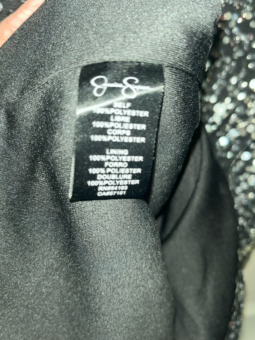 Jessica Simpson Black Sequin V-Neck Mini Dress - Picture 4 of 5